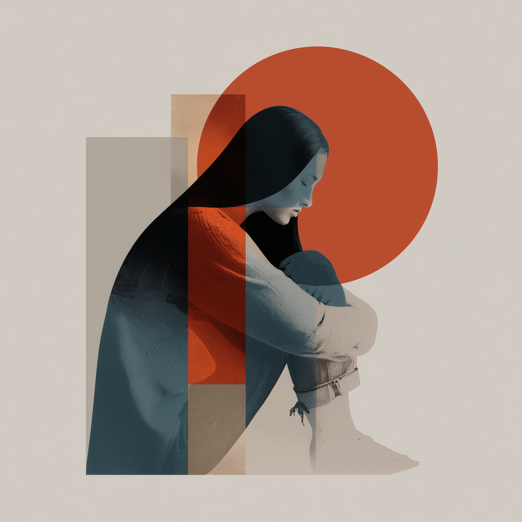 Sad woman rebuilding self-worth after addiction